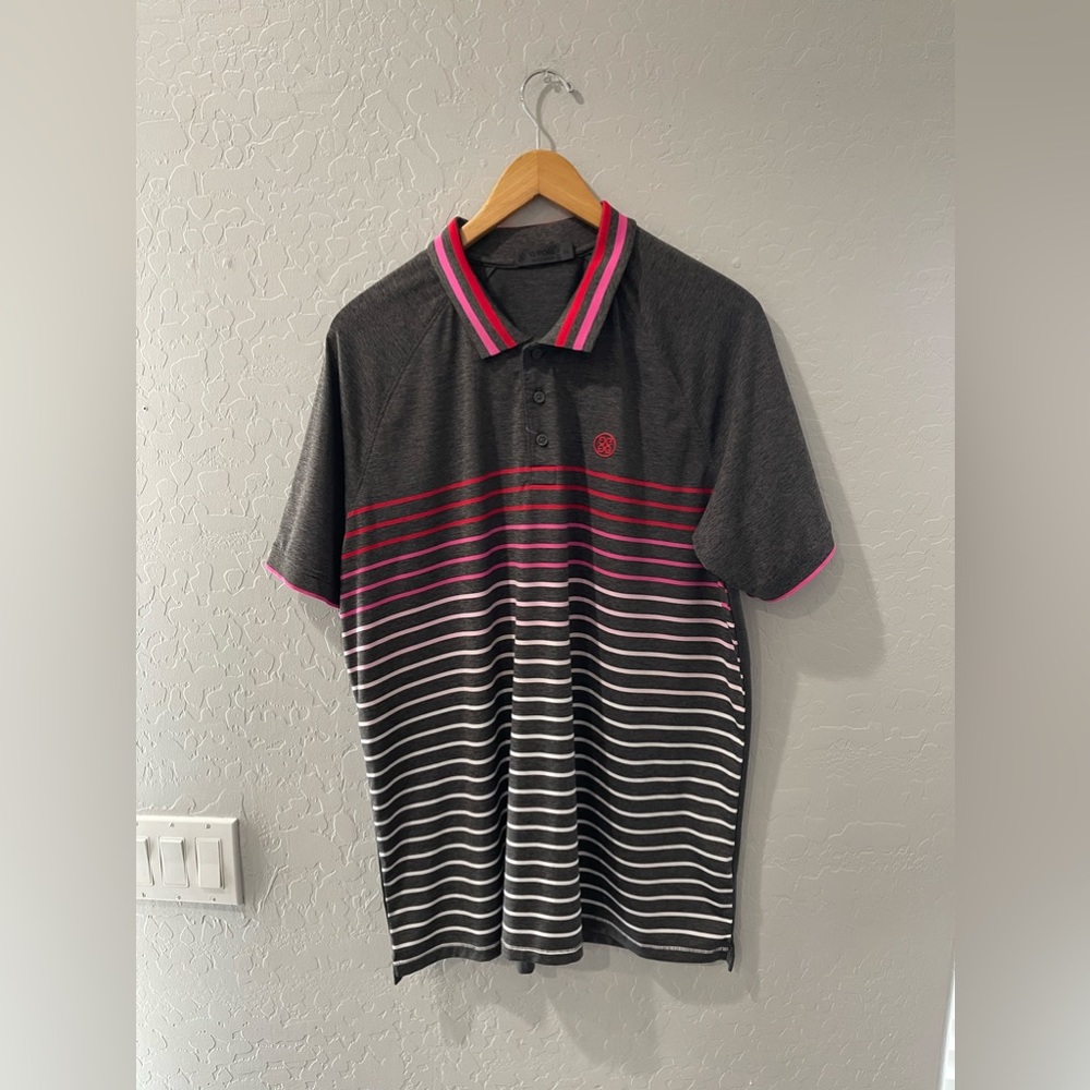 G/Fore G4 Golf‎ Variegated Raglan Striped Polo Size XL